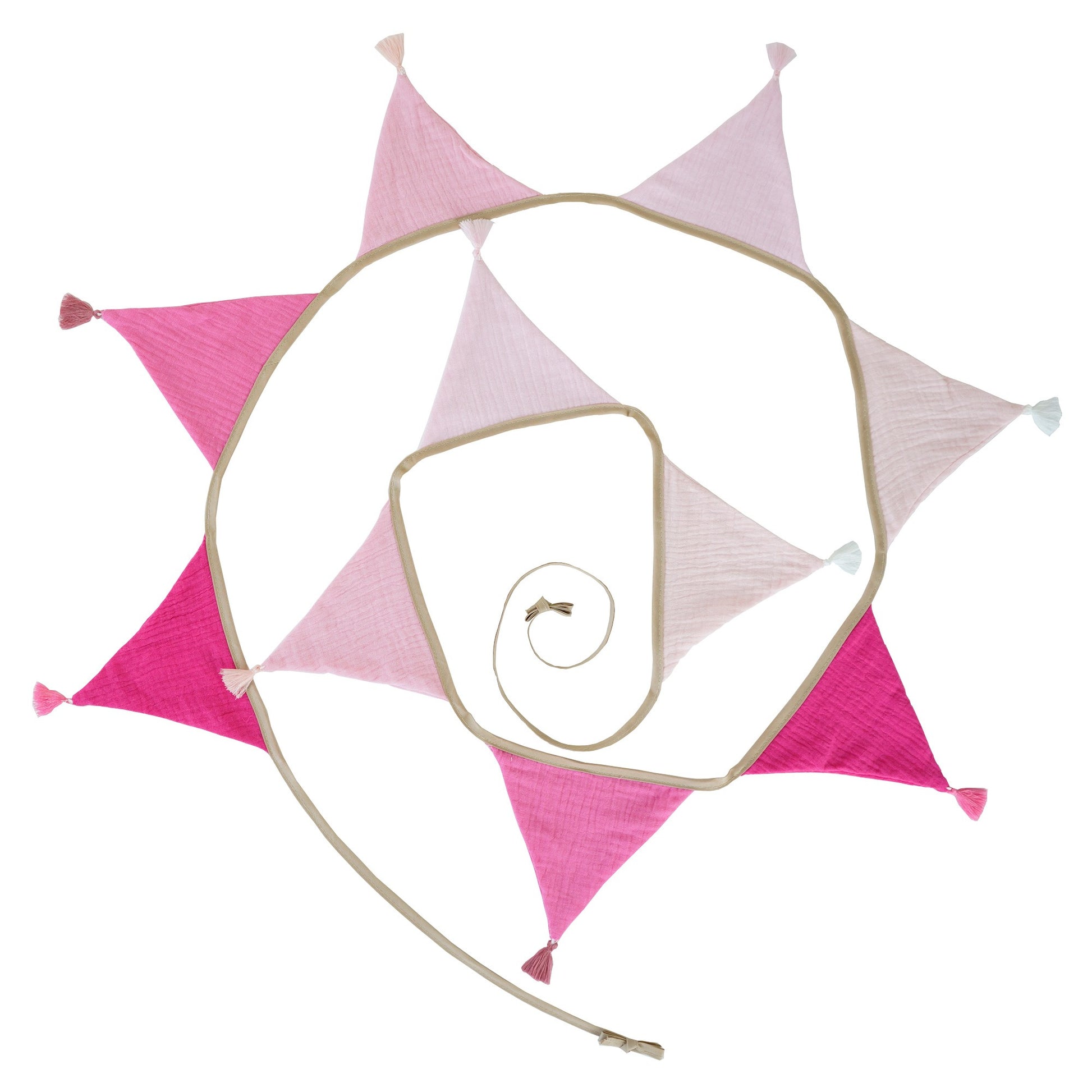 2.6M/8.5FT Nursery Fabric Bunting 10 Triangle Pennant Flags With Tassels Party Decor Banner Home Baby Shower Carnival Garland