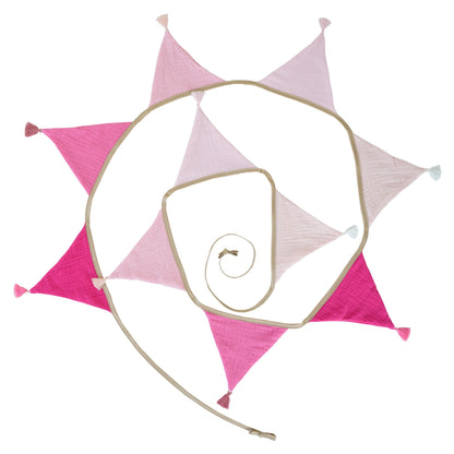 2.6M/8.5FT Nursery Fabric Bunting 10 Triangle Pennant Flags With Tassels Party Decor Banner Home Baby Shower Carnival Garland