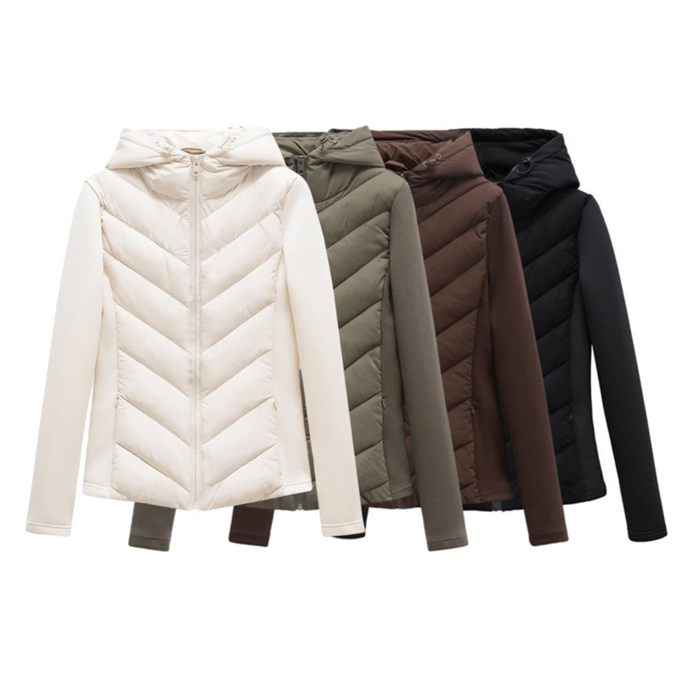 BSK&TRAF autumn and winter new women's hooded air cotton long-sleeved slim stitching light quilted down cotton jacket for women