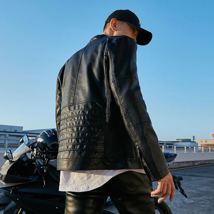 Shilin brand leather jacket men new plush thickened leather coat Slim fit Korean fashion winter casual leather jacket