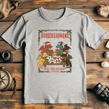 2025 Christmas DND T-Shirt Houses and Humans D&D Men Women Cotton T-shirt Dungeons Gift Funny Xmas Dnd Houses Humans Parody Tops