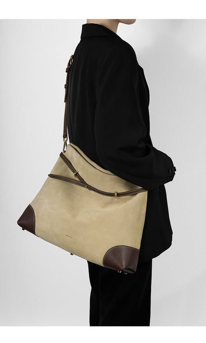 ?Genuine Suede Women's Bag Large Capacity Crossbody Underarm Tote for Commuting Multi-functional Hobo Bag