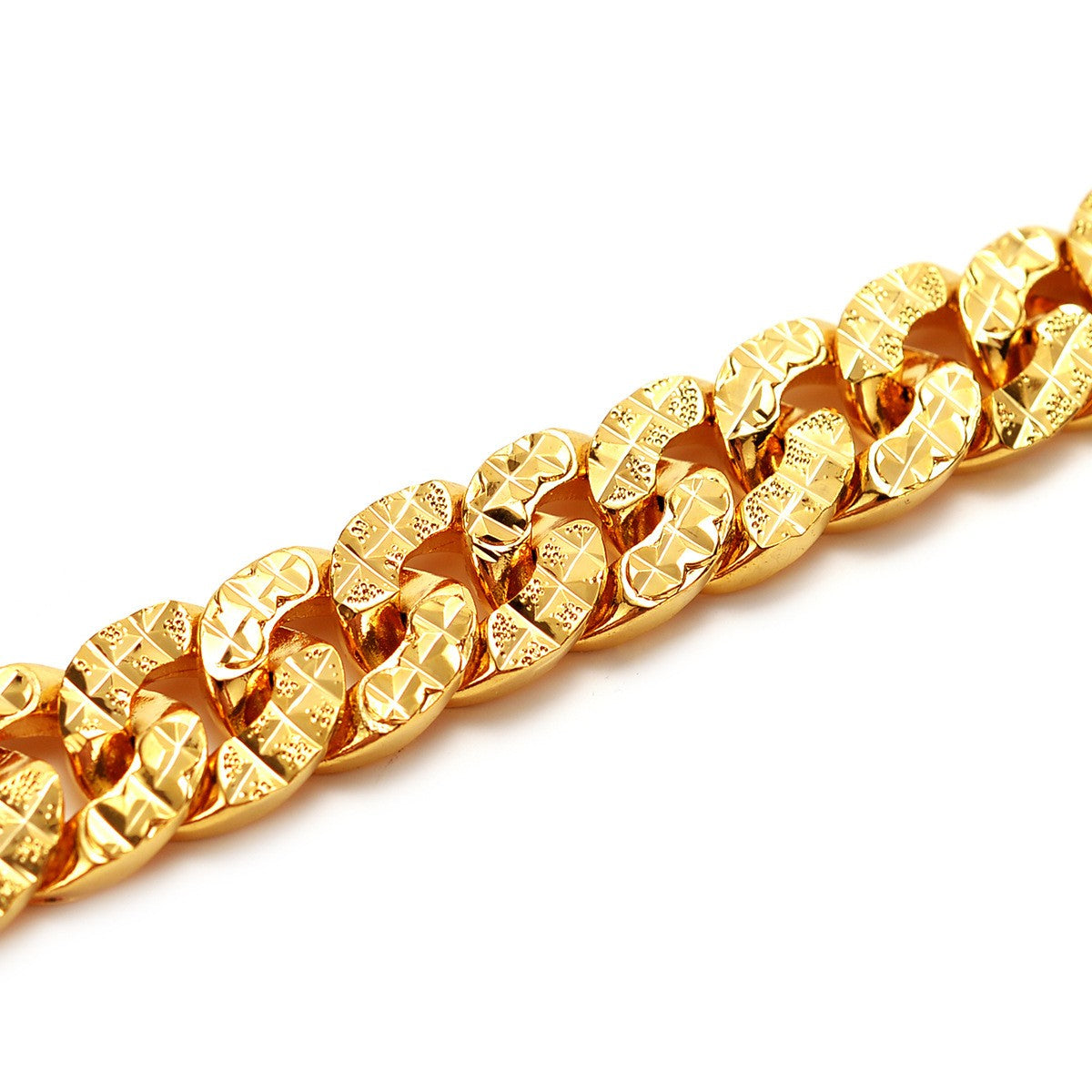 Pulseira de Ouro AU999 de Alta Qualidade Edição Larga Corrente de Chefe Pulseira Lisa Corrente Cubana NK Corrente de Pulso Masculina de Luxo Leve 24K