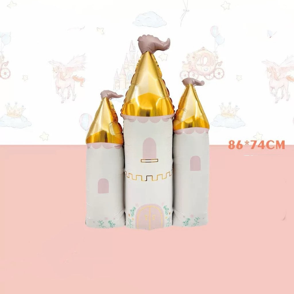 New Dream Princess Castle Pumpkin Cart Aluminum Film Balloon, Swing Bear, Children's Birthday Party Decoration Props