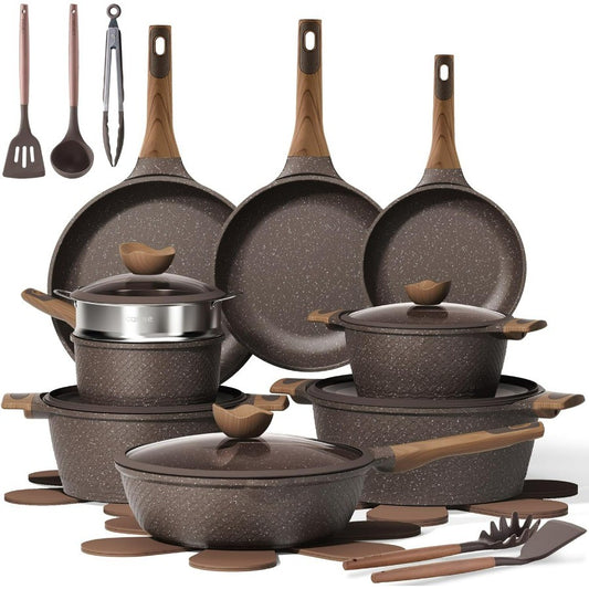 26PCS Pots and Pans Set Non Stick, Cookware Set Pots and Pans Induction Cook Ware, Nonstick Kitchen Cooking, PFOA Free