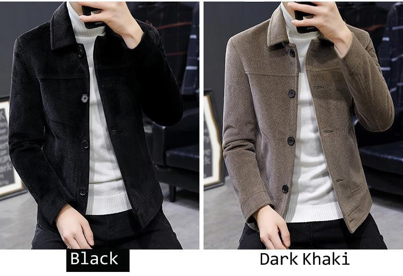Autumn Winter Short Woolen Coat Merino Wool Men Korean Mink Imitation Jacket Trendy Heavy Clothes Mens Overcoat Heren Jas