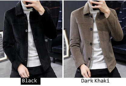 Autumn Winter Short Woolen Coat Merino Wool Men Korean Mink Imitation Jacket Trendy Heavy Clothes Mens Overcoat Heren Jas