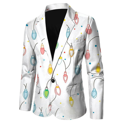 Christmas Mens Suit Jackets Fashion Fitness Casual Button New Year Party Dress Suits For Men Vintage Xmas Costume Casual Coats