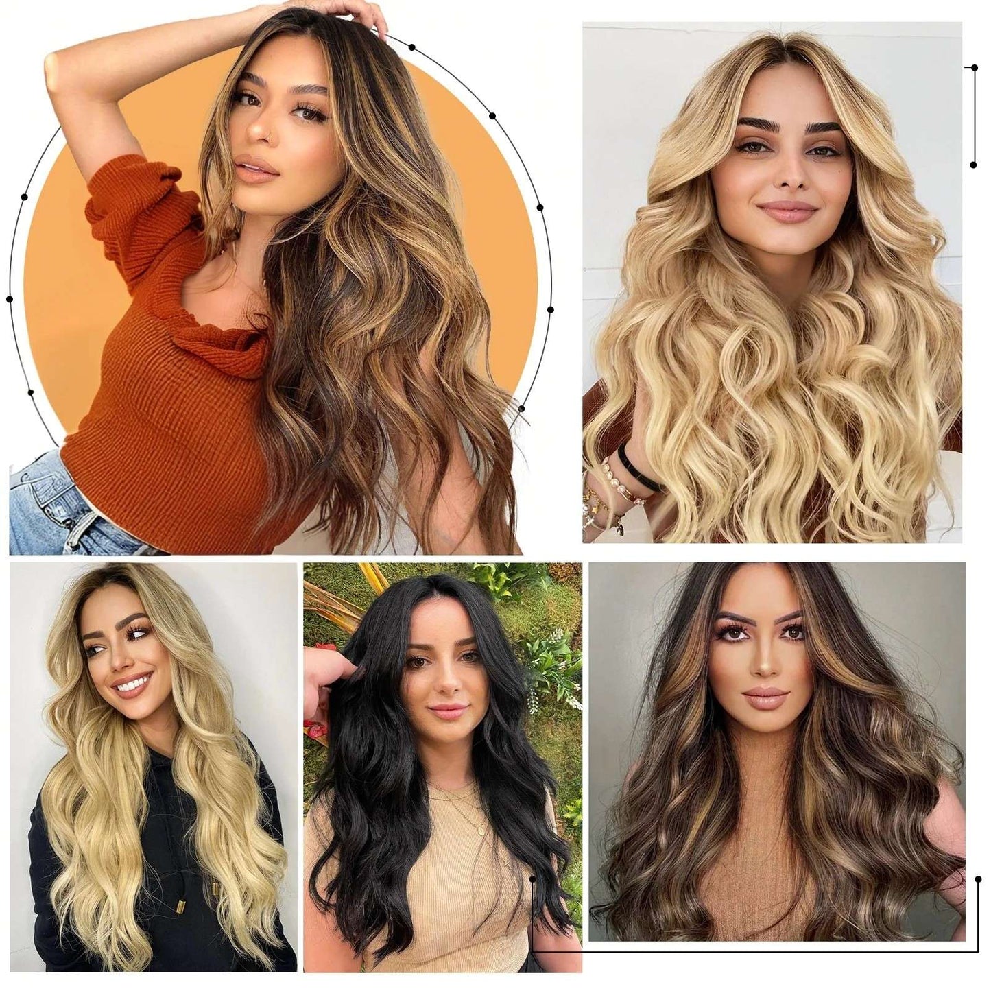 Kit 4 Peças Aplique Tic Tac Cabelo Sintético 20 Polegadas Cacheado Longo Grosso Para Mulheres Cabeça Inteira extensões de cabelo sintéticas