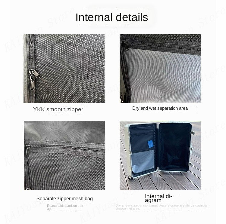 Mala de Viagem Nova com Estrutura de Alumínio, Suporte para Copo, Material PC, Mala de Cabine com Rodas, Grande Capacidade