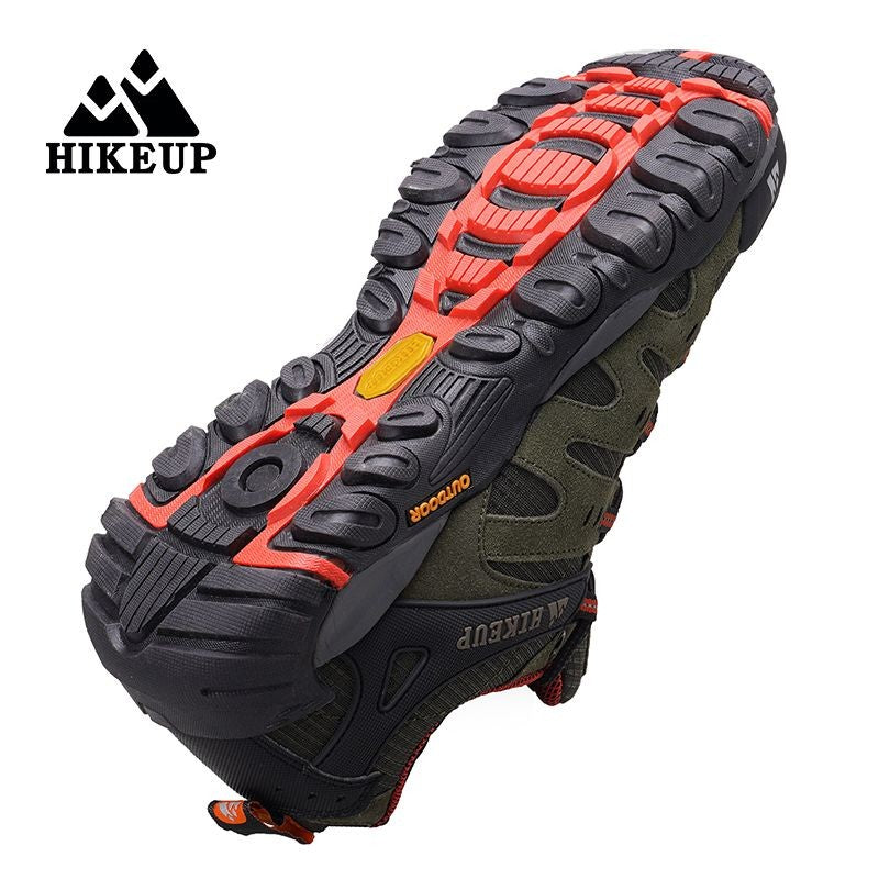 HIKEUP Tênis Masculino de Caminhada em Couro Camurça, Calçados Outdoor Resistentes ao Desgaste Masculinos para Trekking, Caminhada, Caça e Tênis Táticos