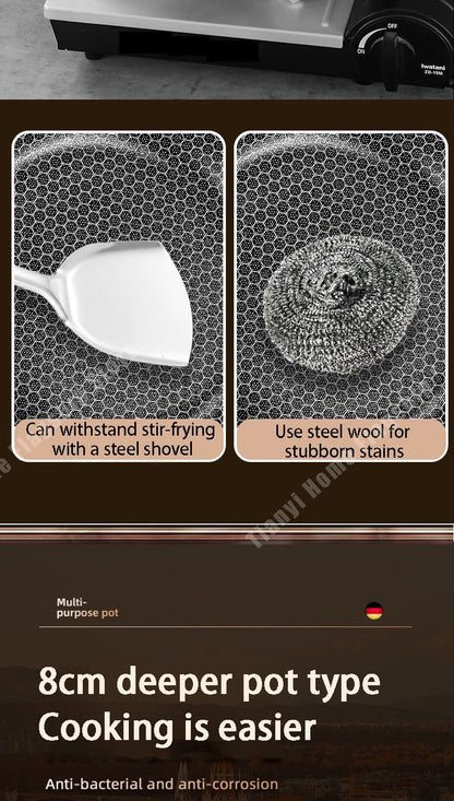 Panela Wok de Aço Inoxidável 316 Antiaderente Favo de Mel para Cozinhar Bife Fogão a Gás Panela de Indução Geral Utensílio de Cozinha