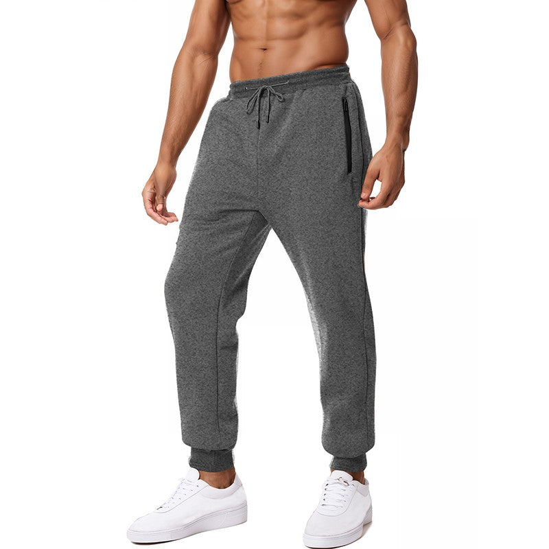 Novas Calças de Moletom Masculinas com Zíper Lateral Bolsos Jogger Calças de Treino Elástico Cintura Esporte Casual Calças Larga Fitness Academia Roupas