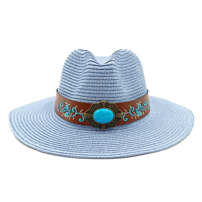 Rose Red Summer Straw Hat Jazz Top Visor Hat New Accessories Outdoor Summer Visor Beach Hat  sombreros