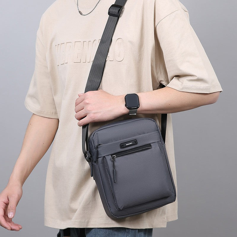 Men's Multifunctional Shoulder Bag Water-Resistant Briefcase Durable Oxford Cloth Business Tote with Multiple Compartments