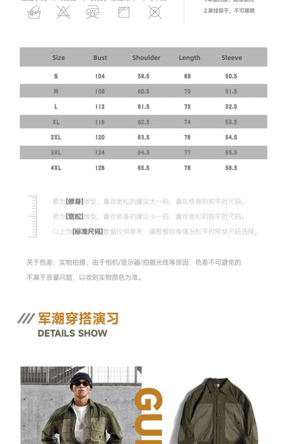 Vintage Patchwork Design Men Autumn Tactical Function Cargo Shirts Y2K High Street Techwear Style Long Sleeve Tops camisetas