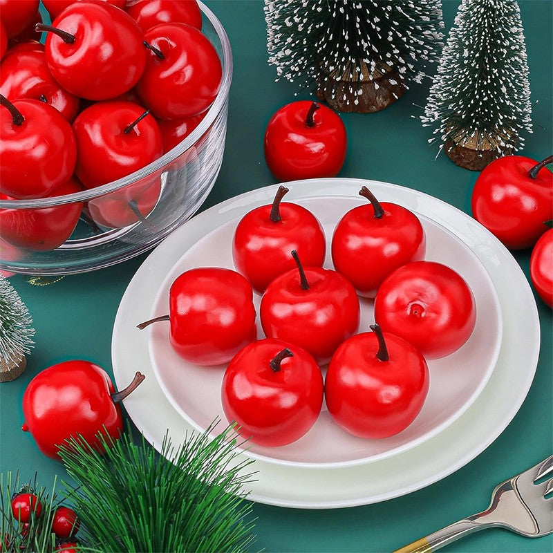 10/20/30Pcs Mini Artificial Plastic Red Apples Fake Fruit Models for Home Kitchen Party Christmas Ornaments Photography props