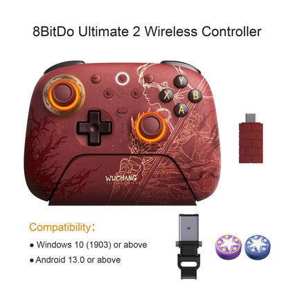 8BitDo Ultimate 2 Wireless Game Controller for Windows 10/11 2.4G Gamepad TMR Joystick with Charging Dock for Android PC Steam