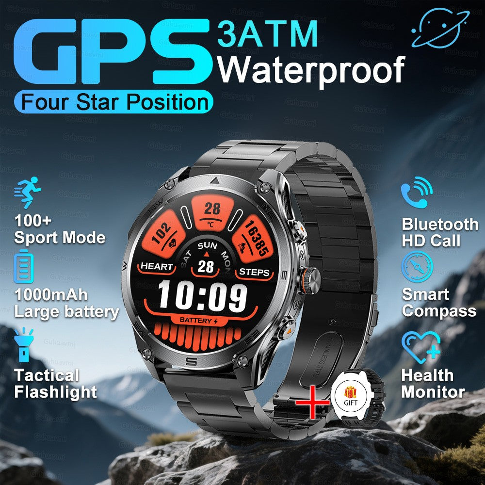 T-Rex3 Ultra Novo Smartwatch com Bússola e GPS Integrados Bateria de 1000mAh Resistência à Água 10ATM Rastreador Esportivo Smartwatches Militares para Exteriores