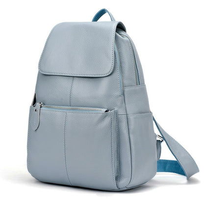Zency Mochila Feminina Elegante Preta Branca Couro Genuíno Qualidade A++ Antifurto Grande Capacidade Mochila de Viagem Designer