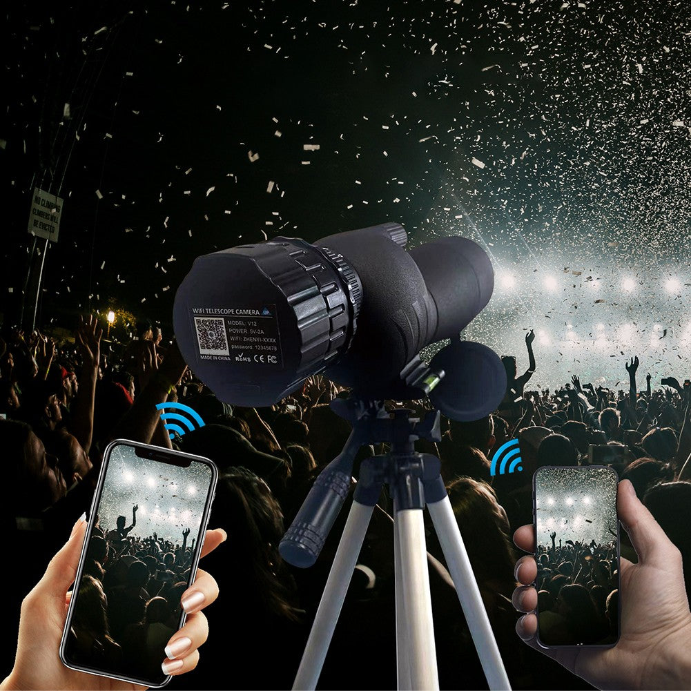 Novo Microscópio V12 Wifi HD Câmera Ocular Eletrônica 2K 4 Milhões Ocular Óptica para Lunetas de 25mm-50mm Telescópio para Observação de Pássaros