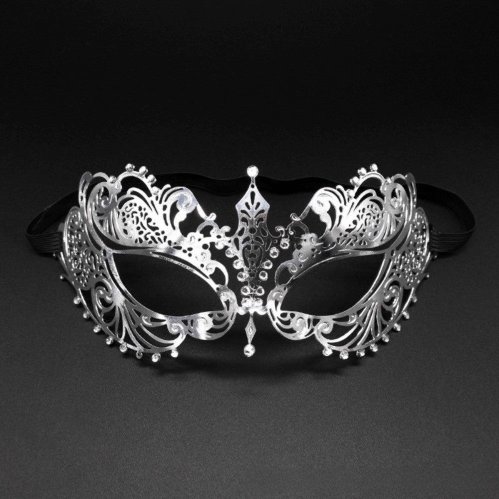 New Vintage Half Face Mask Lace Metal Elastic Bands Masquerade Party Mask Hollowed-out Diamond Inlaid Princess Mask