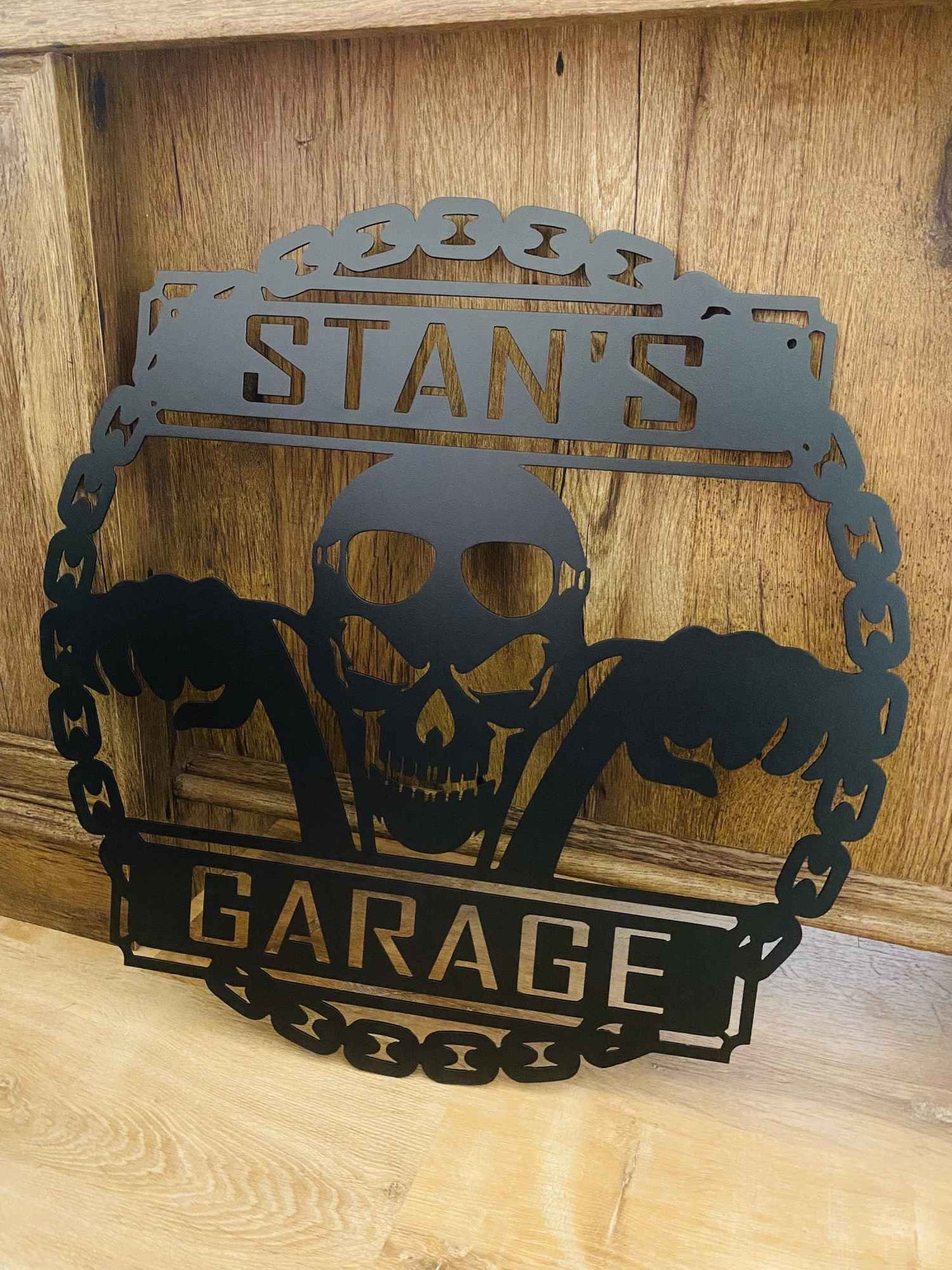 Custom Motorcycle Skull Metal Sign, Personalized Garage Sign, Motorcycle Handlebar Sign, Garage Decor, Gift for Dad Husband