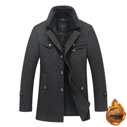 Winter Men's Jacket Oversized Wool Overcoat Solid Warm Pea Coats Thicken Casual Woolen Coat Men Clothing Parka A3F1303