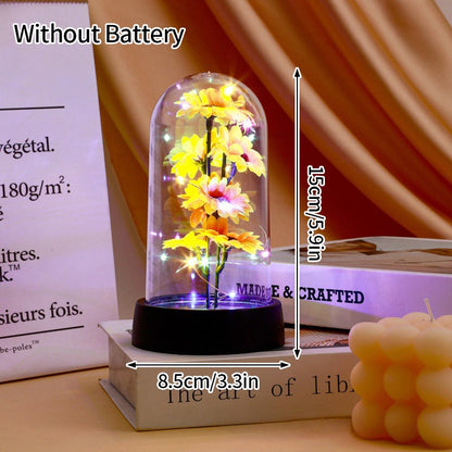 Eternal Rose Flowers Artificial Foil Flower in Glass Glow Immortal Flower LED Roses Lamp Flores Eternas Christmas Lover Gift