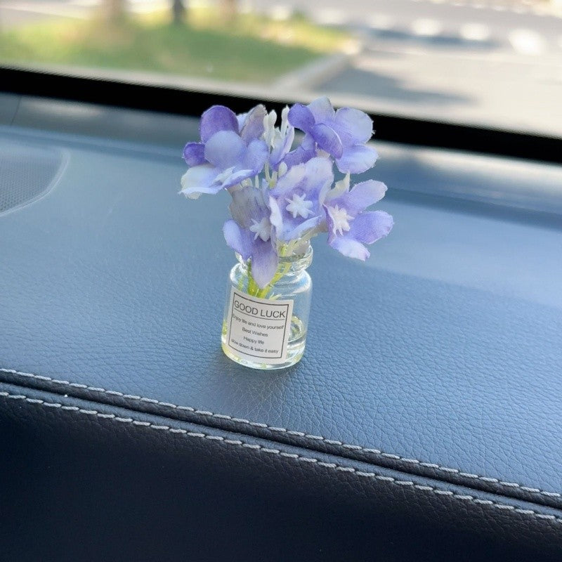 White Simulated Flower Vase Car Center Console Decoration Mini Vase Pink Purple Blue Yellow Simulated Flower Decoration