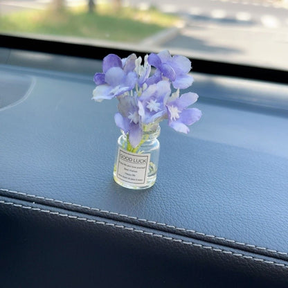 White Simulated Flower Vase Car Center Console Decoration Mini Vase Pink Purple Blue Yellow Simulated Flower Decoration