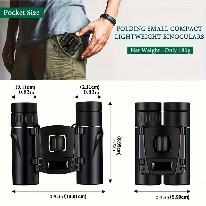 1 unidade Binóculos HD Zoom, Telescópio de Longo Alcance 8X21 com Design Dobrável Compacto para Turismo e Acampamento ao Ar Livre