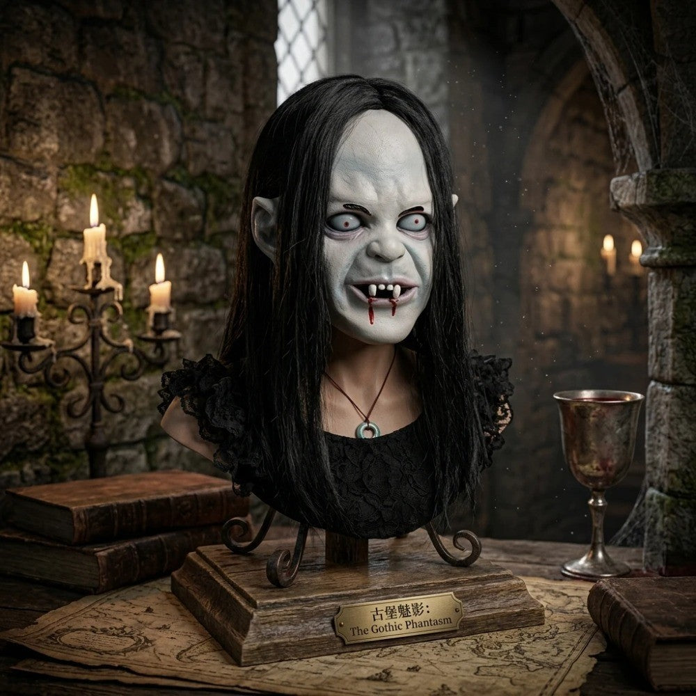 Scary Sadako Ghost Full Head Latex Mask Long Straight Black Hair Pale White Face Bloody Vampire Fangs Creepy Horror Female Spirit Mask For Halloween Carnival Cosplay Masquerade Haunted House Bar Party Prank Trick Photo Booth Costume Decoration Accessory