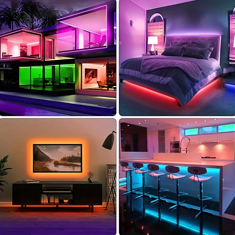 1-40m LED Strip Lights for Room Decoration, APP + 44-Key Remote Music Sync, 5V USB RGB Flexible Tape for TV Backlight