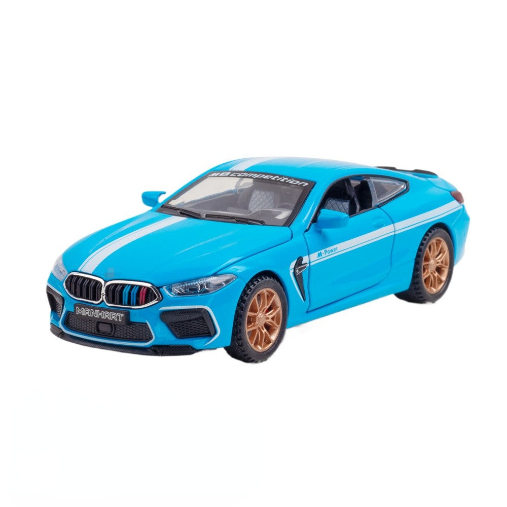 1:32 Scale M8 Competition Police Car Model Toy Alloy Diecast Shock Absorption Miniature Vehicles Models for Kids Presents