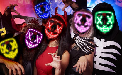 Poptrend Halloween Mask LED Light up Mask Scary mask for Festival Cosplay Halloween Costume Masquerade Parties Carnival Gift
