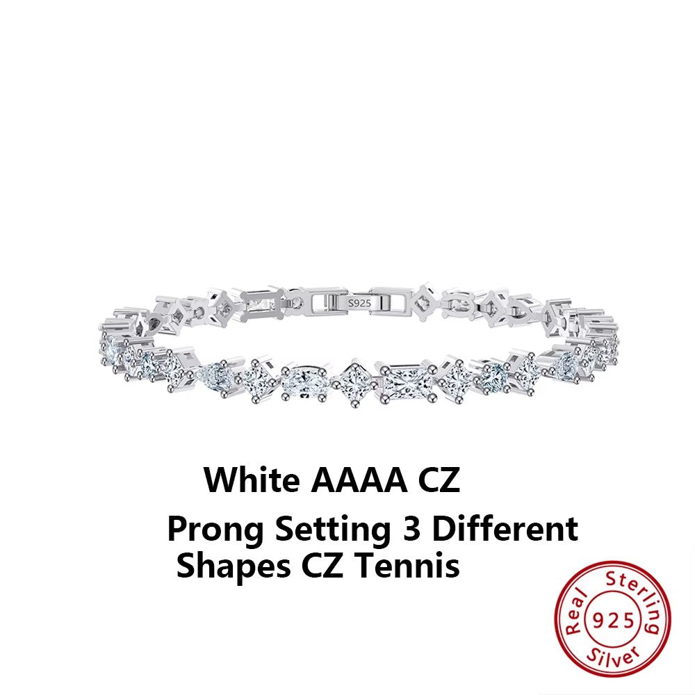 ORSA JEWELS Authentic 925 Sterling Silver Tennis Chain Bracelet Moulding Process Hanmade High-end Hand Chain for Man Woman SB128