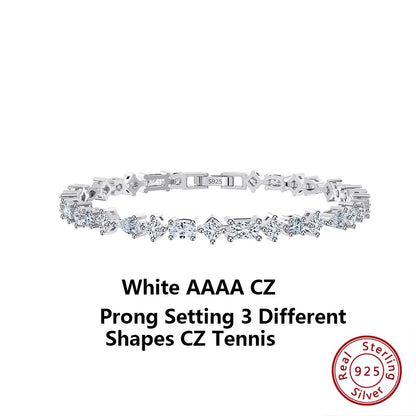 ORSA JEWELS Authentic 925 Sterling Silver Tennis Chain Bracelet Moulding Process Hanmade High-end Hand Chain for Man Woman SB128