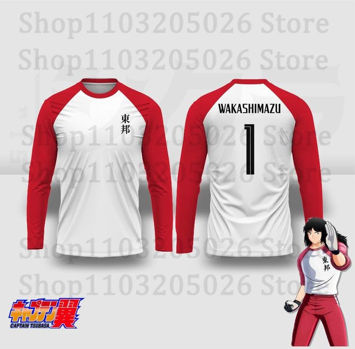Anime Captain Tsubasa Football Jersey 3D Wakashimazu Print Cosplay Japan National Team Kit Children Long Sleeve Sports Tees Tops