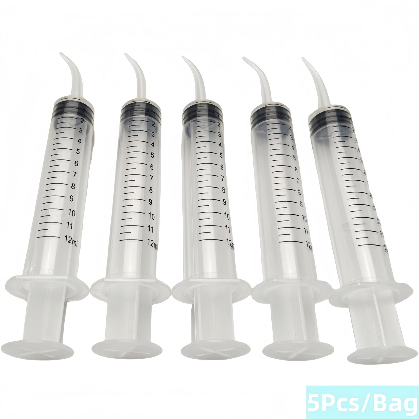 NIGF 5 Peças Seringa de Irrigação Dentária de Plástico Descartável com Ponta Curva para Limpeza e Injeção Dental