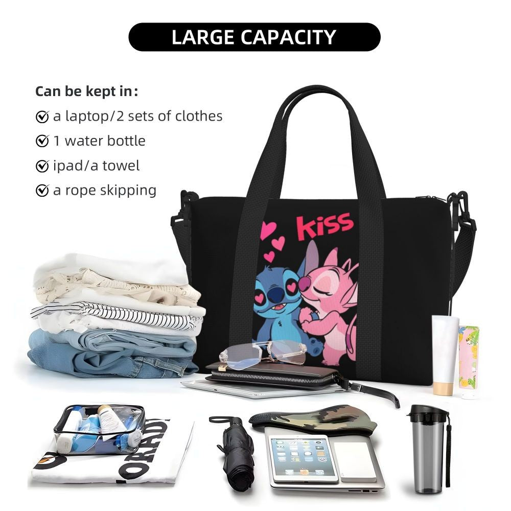 Custom Large SLilo And Stitch Cartoon Tote Bag Women Anime Shopping Shoulder Beach Gym Travel Bag