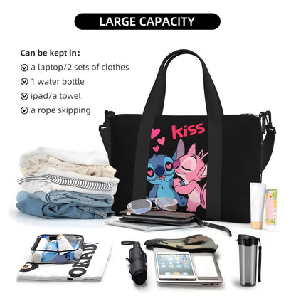 Custom Large SLilo And Stitch Cartoon Tote Bag Women Anime Shopping Shoulder Beach Gym Travel Bag