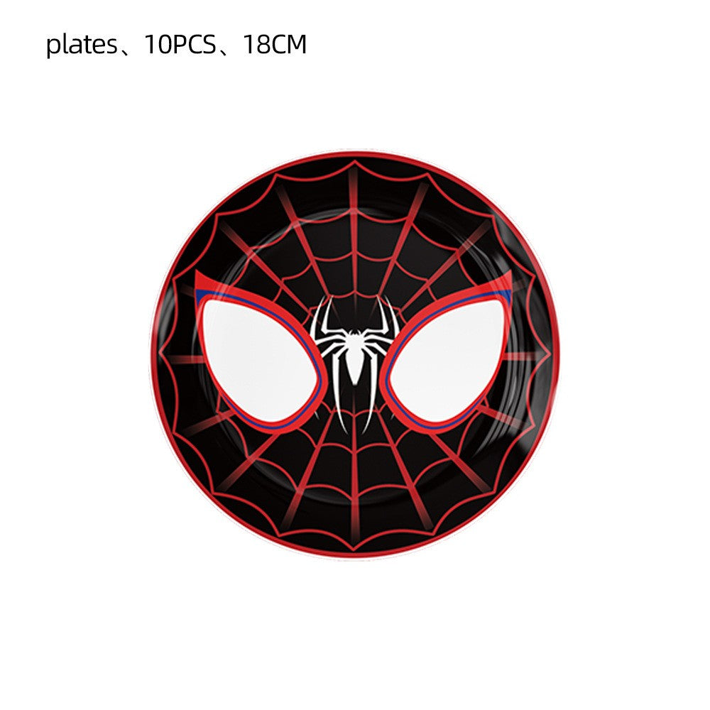 Mask Spider Hero Birthday Party Supplies Tableware Kit Plates Cups Tablecloth Backdrop Balloons Kids Party Decorations Favors