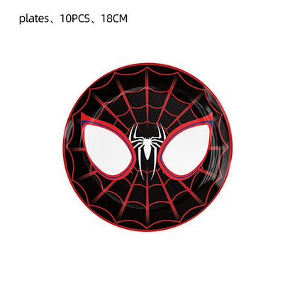 Mask Spider Hero Birthday Party Supplies Tableware Kit Plates Cups Tablecloth Backdrop Balloons Kids Party Decorations Favors