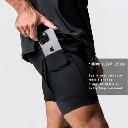 Shorts Masculino Dragon Ball Camada Dupla Son Goku Verão Anime Japonês Falso Duas Peças Esportivo Fitness Secagem Rápida