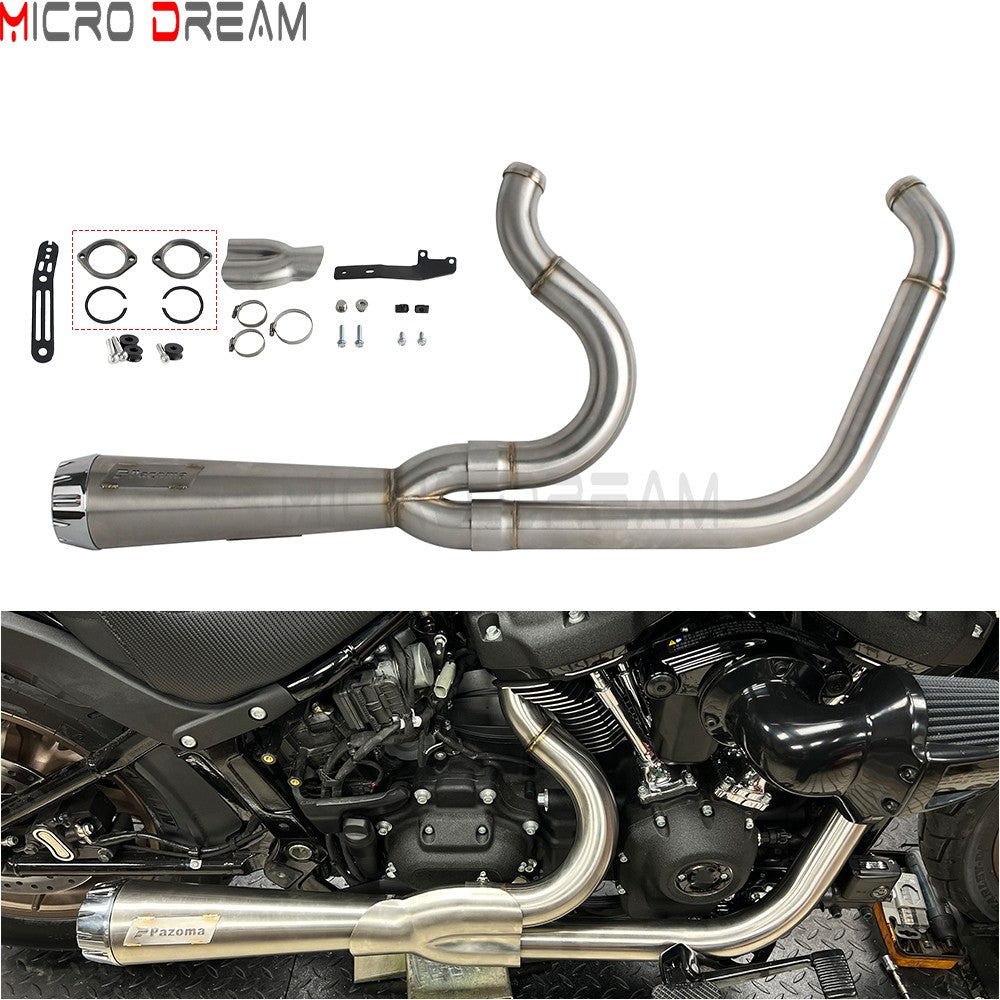 For Harley Softail Low Rider ST FXLRST 117 2025-26 Full Complete Exhaust System Swept-up Muffler Motorcycle Exhaust Pipes 2-In-1