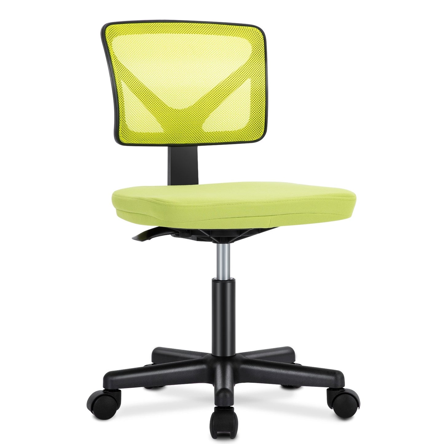 Cadeira de Escritório JHK Mesh com Suporte Lombar, Sem Braços, Encosto Baixo com Rodas, Altura Ajustável, Rotação Giratória 360°, Cadeira de Computador
