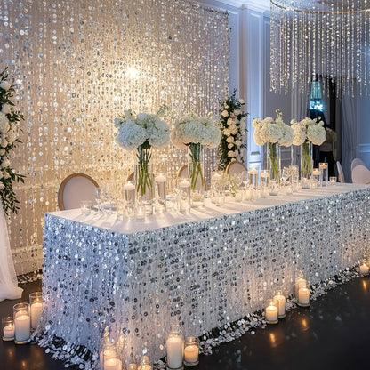 Shimmer Golden Sequin Curtain Backdrop Sparkly Glitter Hanging Decorations for Weddings Party Porch Decor & Holiday Celebrations