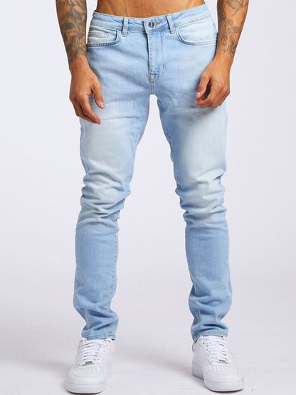 Calça Jeans Masculina Elástica Skinny Cor Sólida Calça Lápis Elástica Jeans Slim Fit Corrida Streetwear Calça Jeans Casual Preto