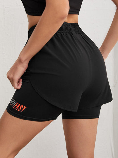 Sports shorts, women's summer hot pants, night running anti glare yoga pants, casual quick drying running breathable fake two-pi